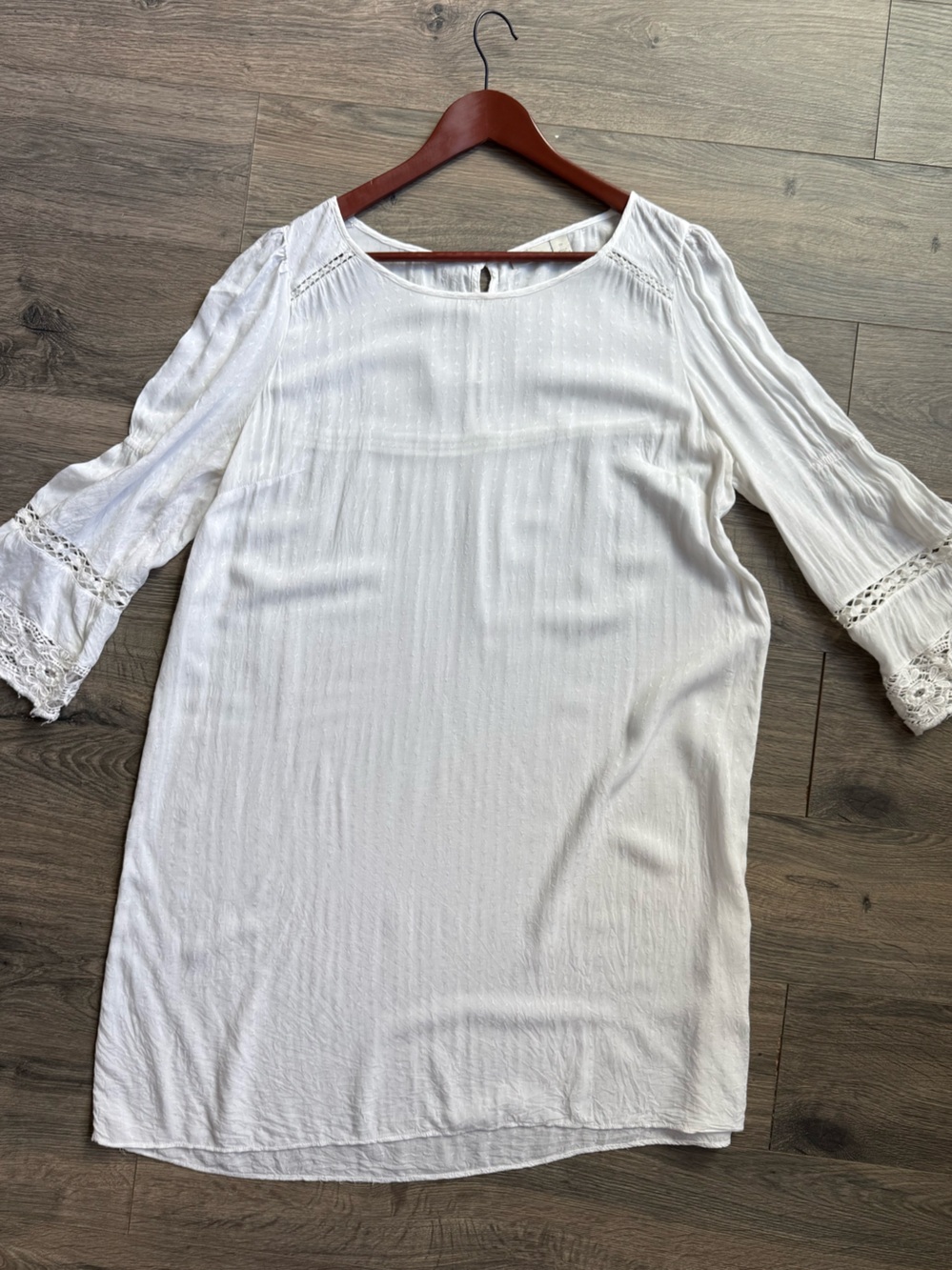 Hinge Nordstrom White Boho Lace Bell Sleeve Mini Dress Size Medium hinge White